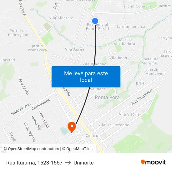 Rua Iturama, 1523-1557 to Uninorte map