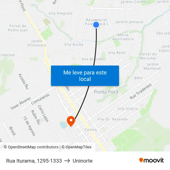 Rua Iturama, 1295-1333 to Uninorte map