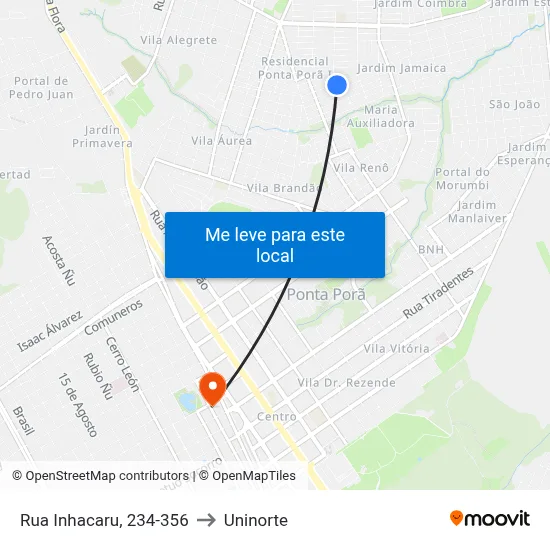 Rua Inhacaru, 234-356 to Uninorte map