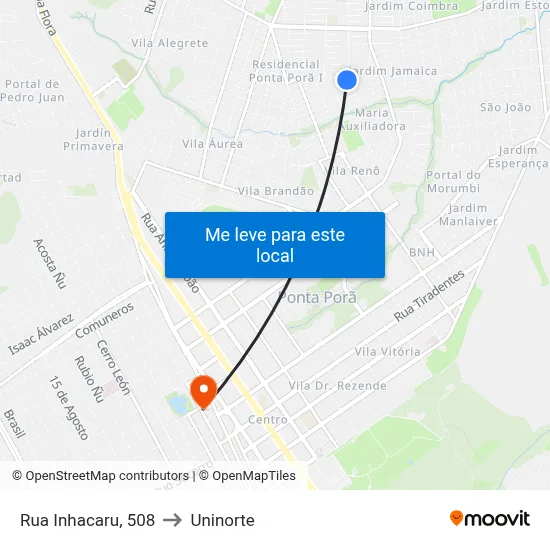 Rua Inhacaru, 508 to Uninorte map