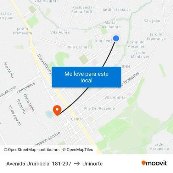 Avenida Urumbela, 181-297 to Uninorte map