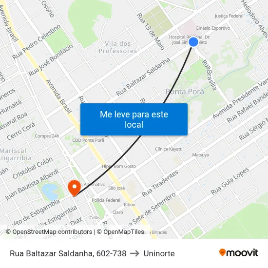 Rua Baltazar Saldanha, 602-738 to Uninorte map