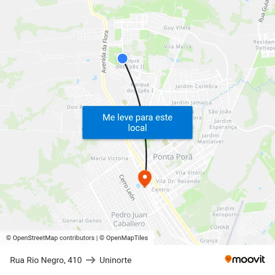 Rua Rio Negro, 410 to Uninorte map