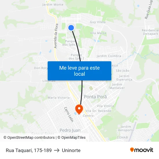 Rua Taquarí, 175-189 to Uninorte map
