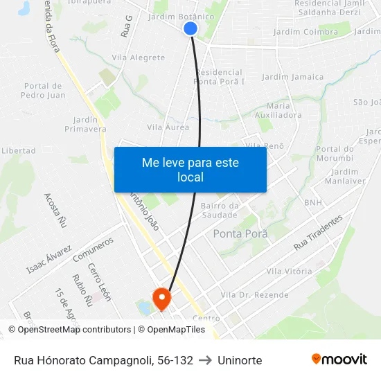 Rua Hónorato Campagnoli, 56-132 to Uninorte map