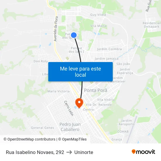 Rua Isabelino Novaes, 292 to Uninorte map