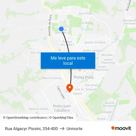 Rua Algacyr Pissini, 354-400 to Uninorte map