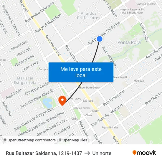 Rua Baltazar Saldanha, 1219-1437 to Uninorte map