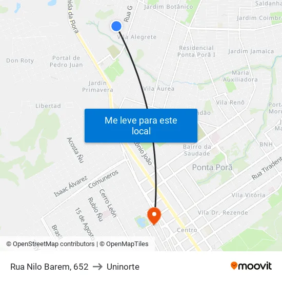 Rua Nilo Barem, 652 to Uninorte map