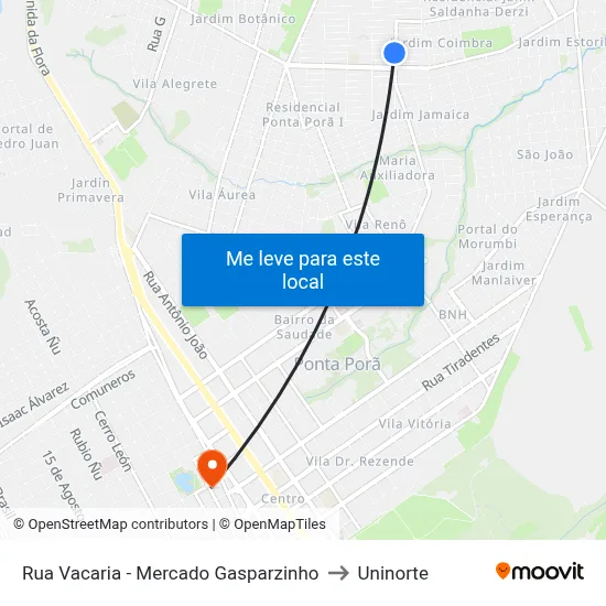 Rua Vacaria - Mercado Gasparzinho to Uninorte map