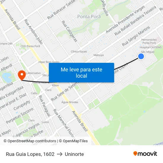 Rua Guia Lopes, 1602 to Uninorte map