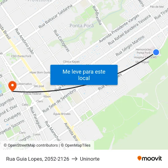 Rua Guia Lopes, 2052-2126 to Uninorte map