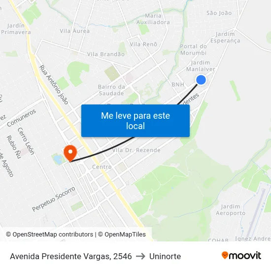 Avenida Presidente Vargas, 2546 to Uninorte map