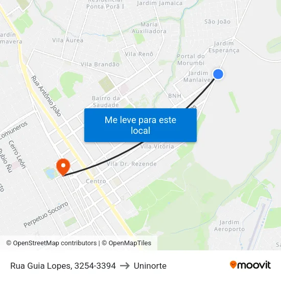 Rua Guia Lopes, 3254-3394 to Uninorte map