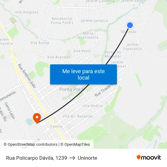 Rua Policarpo Dávila, 1239 to Uninorte map