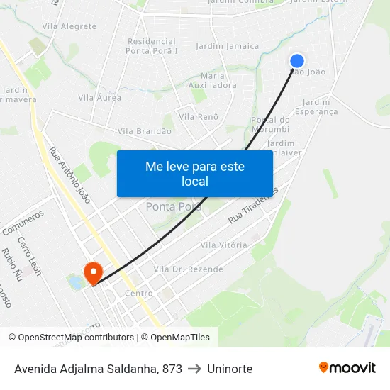 Avenida Adjalma Saldanha, 873 to Uninorte map