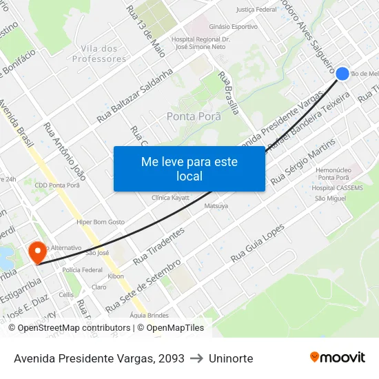 Avenida Presidente Vargas, 2093 to Uninorte map