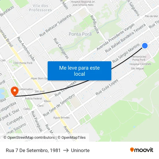 Rua 7 De Setembro, 1981 to Uninorte map