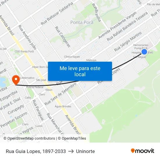 Rua Guia Lopes, 1897-2033 to Uninorte map
