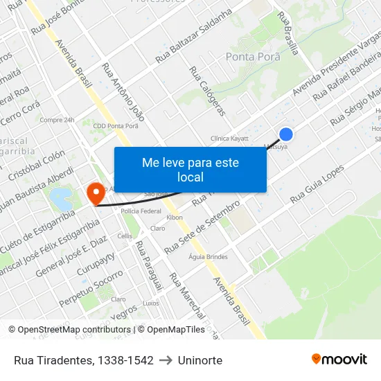 Rua Tiradentes, 1338-1542 to Uninorte map