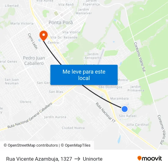 Rua Vicente Azambuja, 1327 to Uninorte map