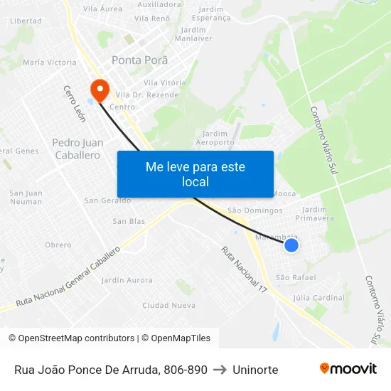 Rua João Ponce De Arruda, 806-890 to Uninorte map
