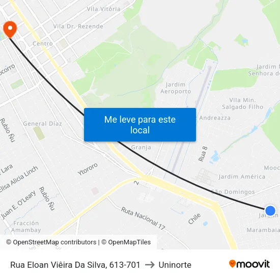 Rua Eloan Viêira Da Silva, 613-701 to Uninorte map