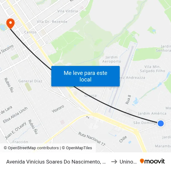 Avenida Vinícius Soares Do Nascimento, 661-727 to Uninorte map