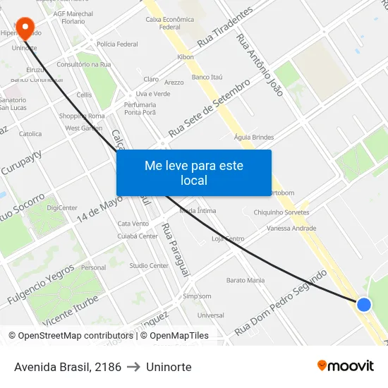 Avenida Brasil, 2186 to Uninorte map