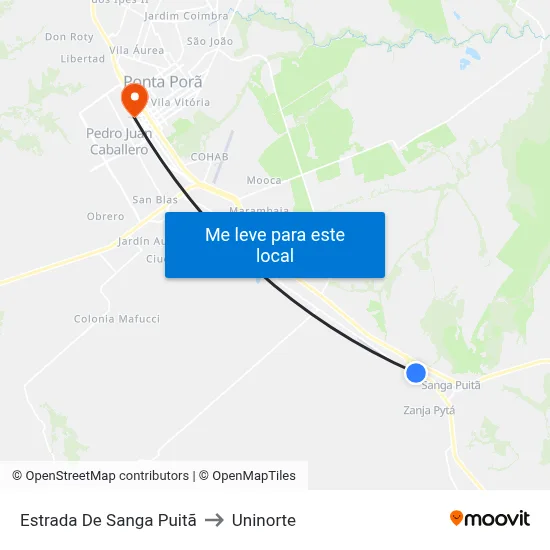 Estrada De Sanga Puitã to Uninorte map