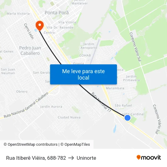Rua Itiberê Viêira, 688-782 to Uninorte map