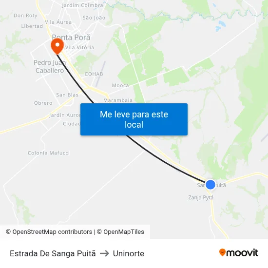 Estrada De Sanga Puitã to Uninorte map