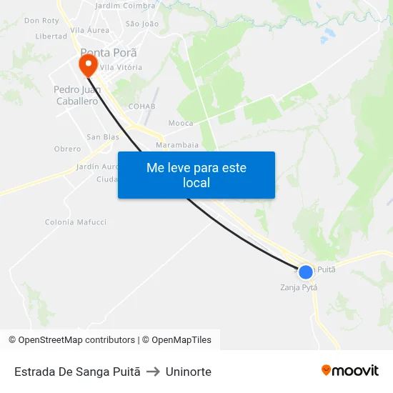 Estrada De Sanga Puitã to Uninorte map