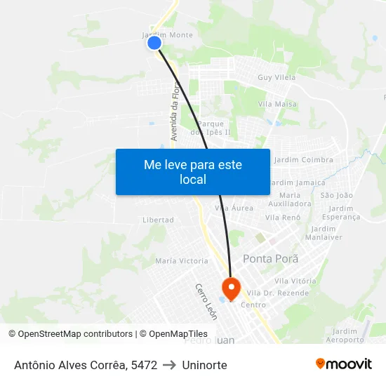Antônio Alves Corrêa, 5472 to Uninorte map