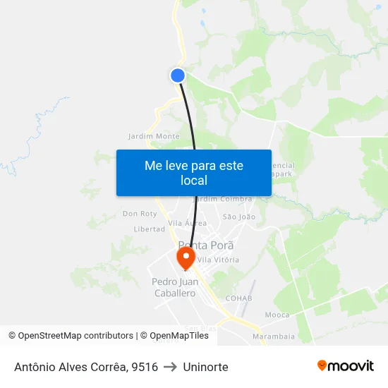 Antônio Alves Corrêa, 9516 to Uninorte map