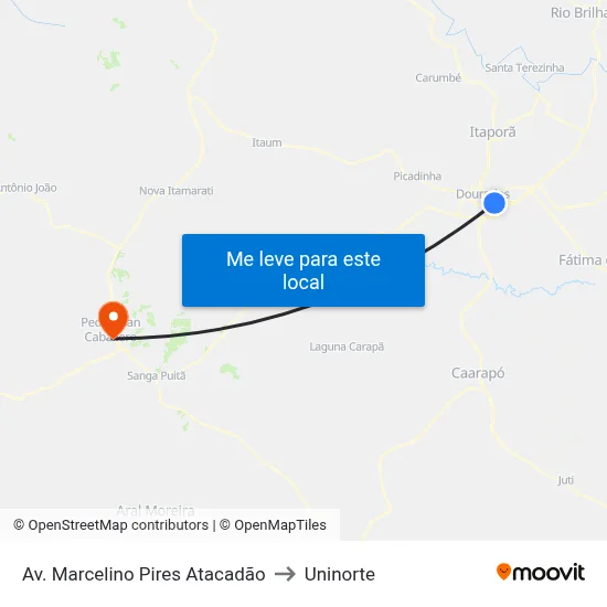 Av. Marcelino Pires Atacadão to Uninorte map
