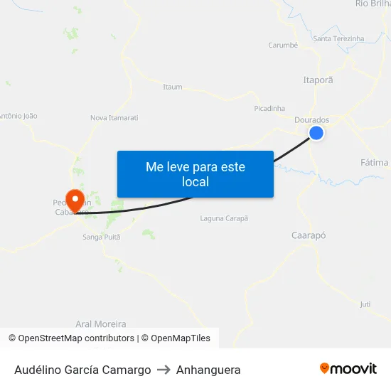 Audélino García Camargo to Anhanguera map