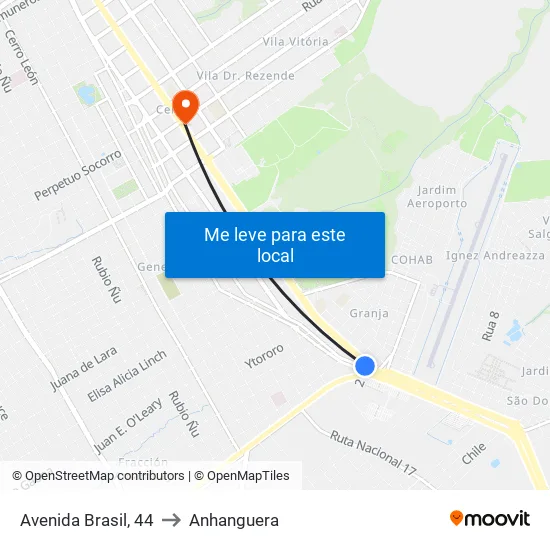 Avenida Brasil, 44 to Anhanguera map