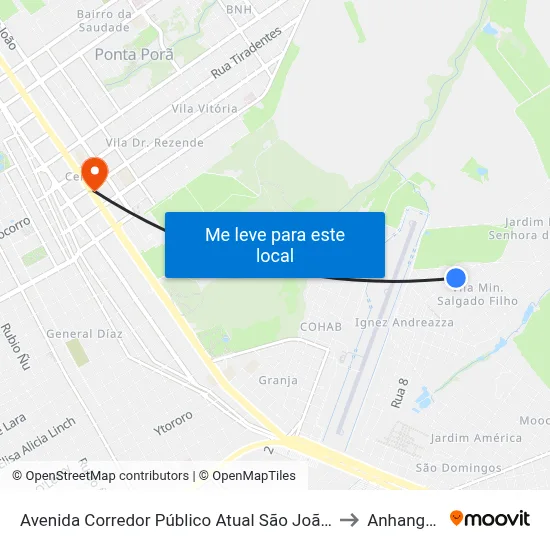 Avenida Corredor Público Atual São João, 812-960 to Anhanguera map