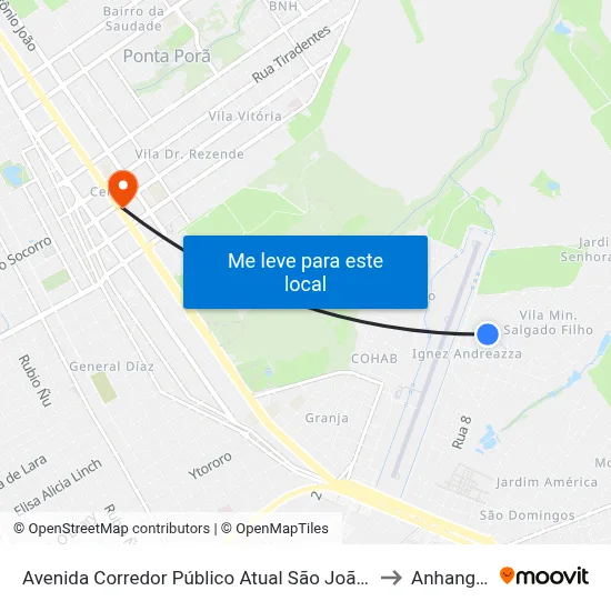 Avenida Corredor Público Atual São João, 1136-1262 to Anhanguera map