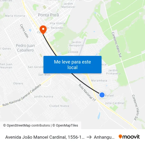 Avenida João Manoel Cardinal, 1556-1628 to Anhanguera map