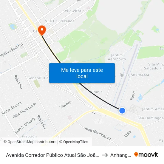 Avenida Corredor Público Atual São João, 2442-2560 to Anhanguera map