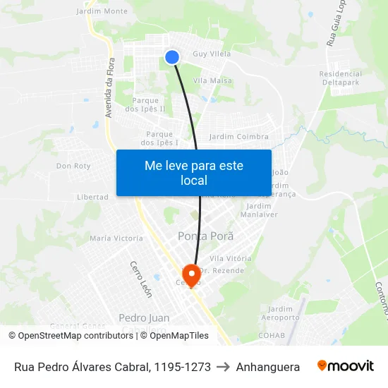 Rua Pedro Álvares Cabral, 1195-1273 to Anhanguera map