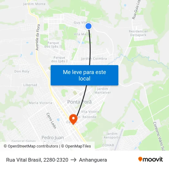 Rua Vital Brasil, 2280-2320 to Anhanguera map