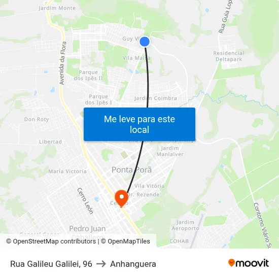 Rua Galileu Galilei, 96 to Anhanguera map