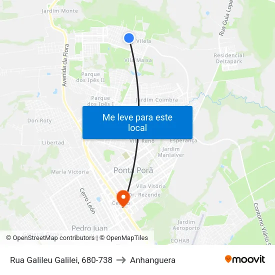 Rua Galileu Galilei, 680-738 to Anhanguera map