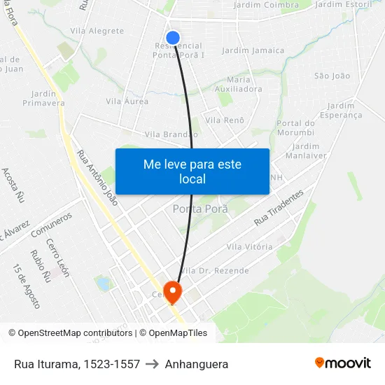 Rua Iturama, 1523-1557 to Anhanguera map