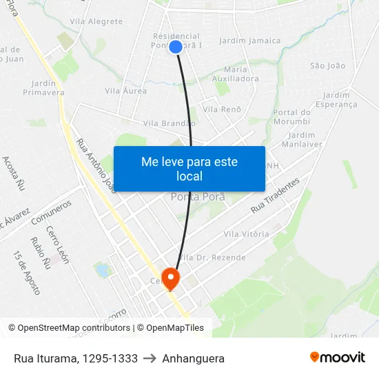 Rua Iturama, 1295-1333 to Anhanguera map