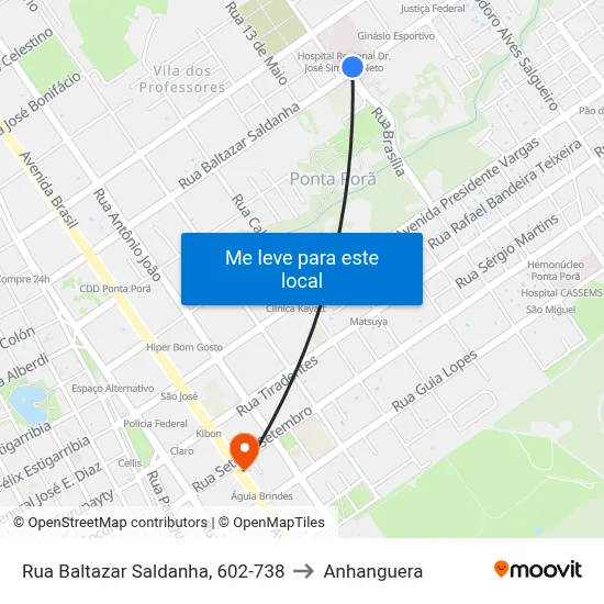 Rua Baltazar Saldanha, 602-738 to Anhanguera map