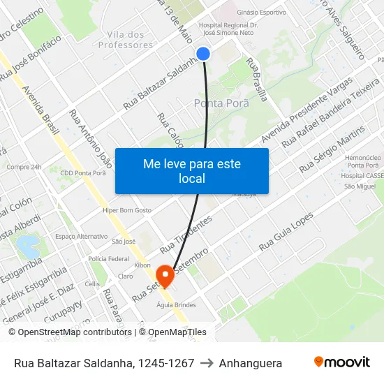 Rua Baltazar Saldanha, 1245-1267 to Anhanguera map